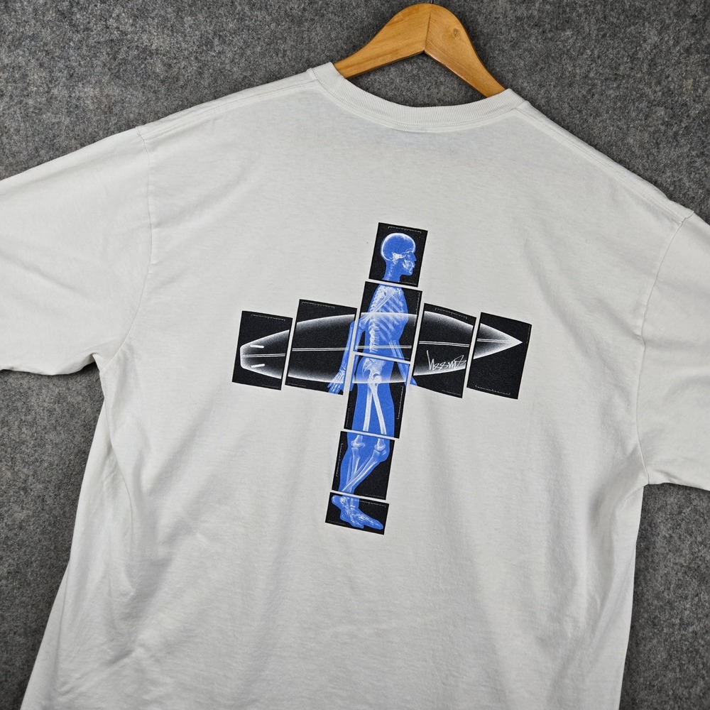 Stussy Body Scan Shirt Mens XL White Skeleton X-Ray Surfboard Skater Streetwear